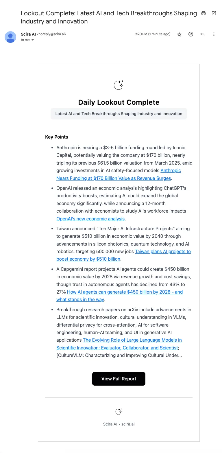Lookout Email Results